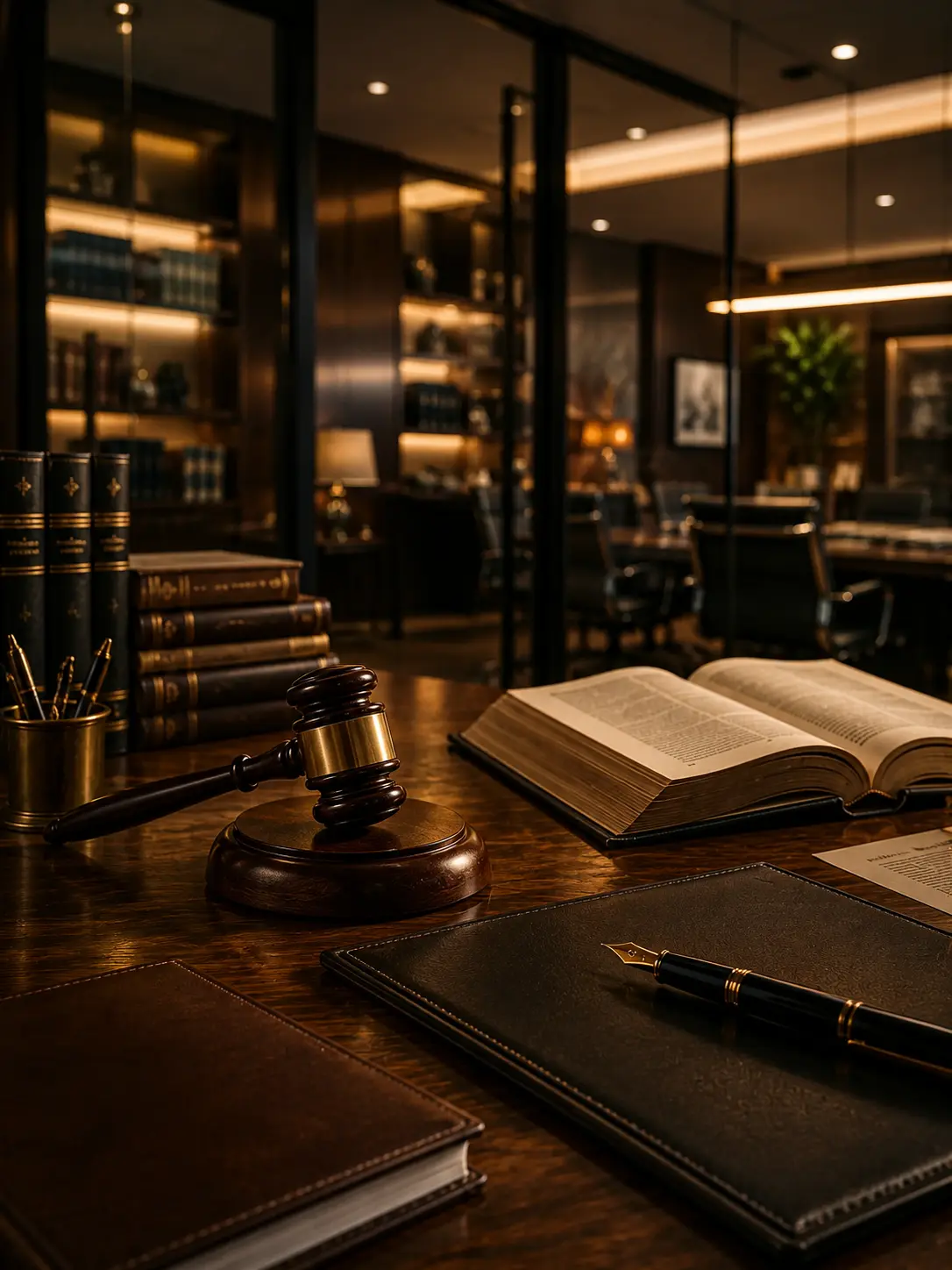Balança da justiça em escritório de advocacia criminal
